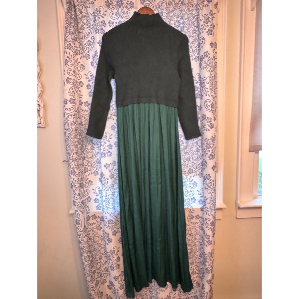 Anthropologie Women's 1X Thea Twofer Sweater Maxi Dress Green Long Sleeve - Picture 4 of 6
